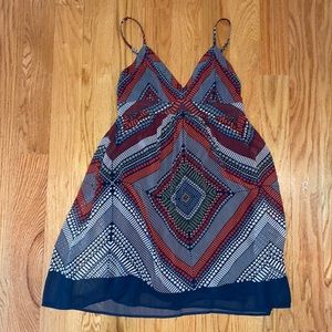 American Eagle Spaghetti Strap Knee Length Dress, Blue/Green/Red, Size 8